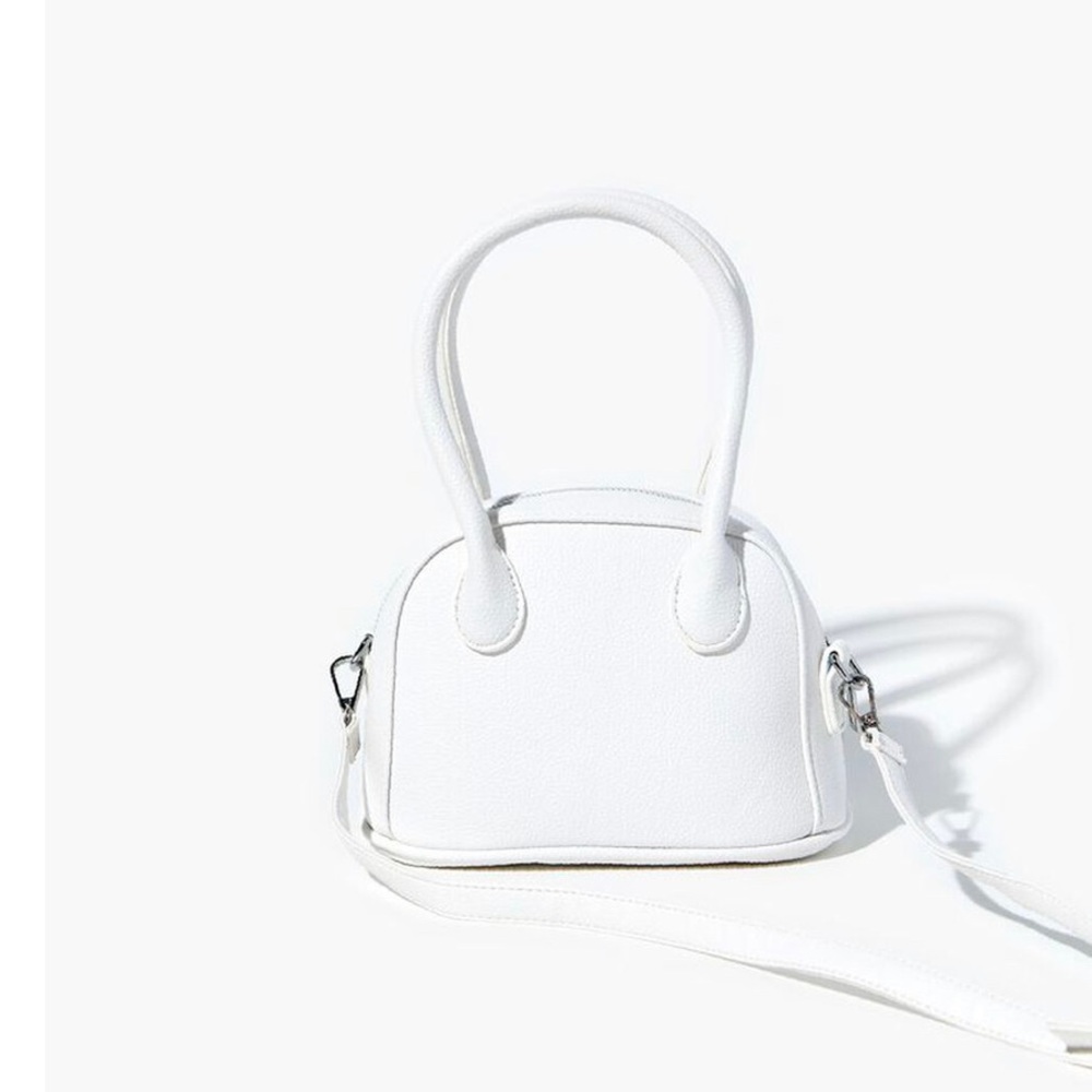 White Faux Leather Satchel